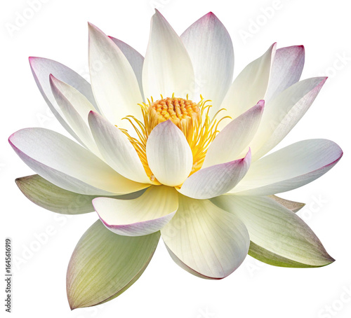 white lotus flower top view on white background