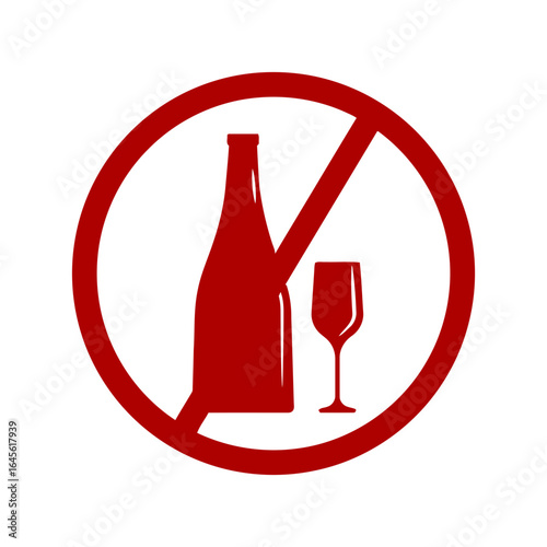 No alcohol allowed, sign with red circle and cross.
