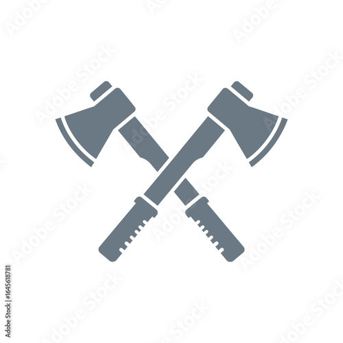 Two crossed axes depicted in a simple gray illustration.