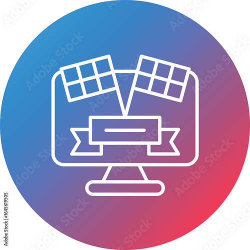Racing Game Line Gradient Circle Background Icon