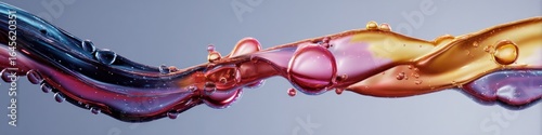 Colorful liquid wave with bubbles, a vibrant and dynamic flow of fluids