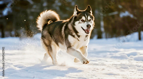 Husky Running in Snow