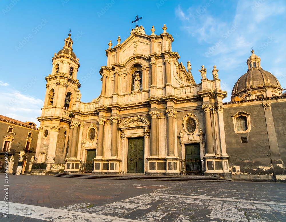 Obraz premium Ancient cathedral facade at dawn