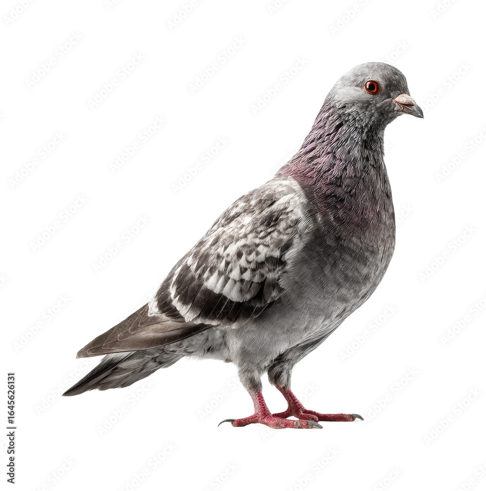 Naklejka premium Pigeon eating seeds urban park wildlife natural