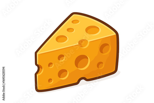 Cheese wedge vector cartoon illustration. Piece of Swiss or Emmental cheese icon. Dairy food graphic design element for culinary, menu, or grocery concepts. Isolated snack.