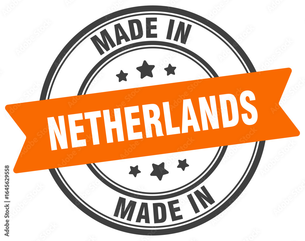 Fototapeta premium Made in Netherlands round sign. Made in Netherlands stamp.