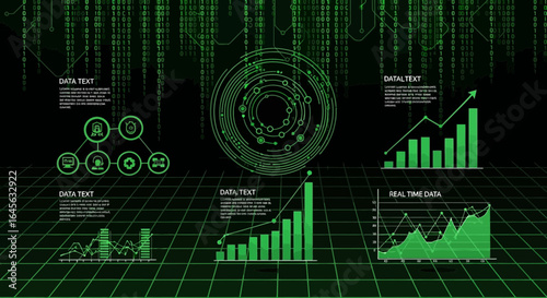 Abstract Digital Financial Data Visualization With Binary Code Background