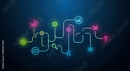 Abstract Futuristic Network Connection Business Data Visualization Concept