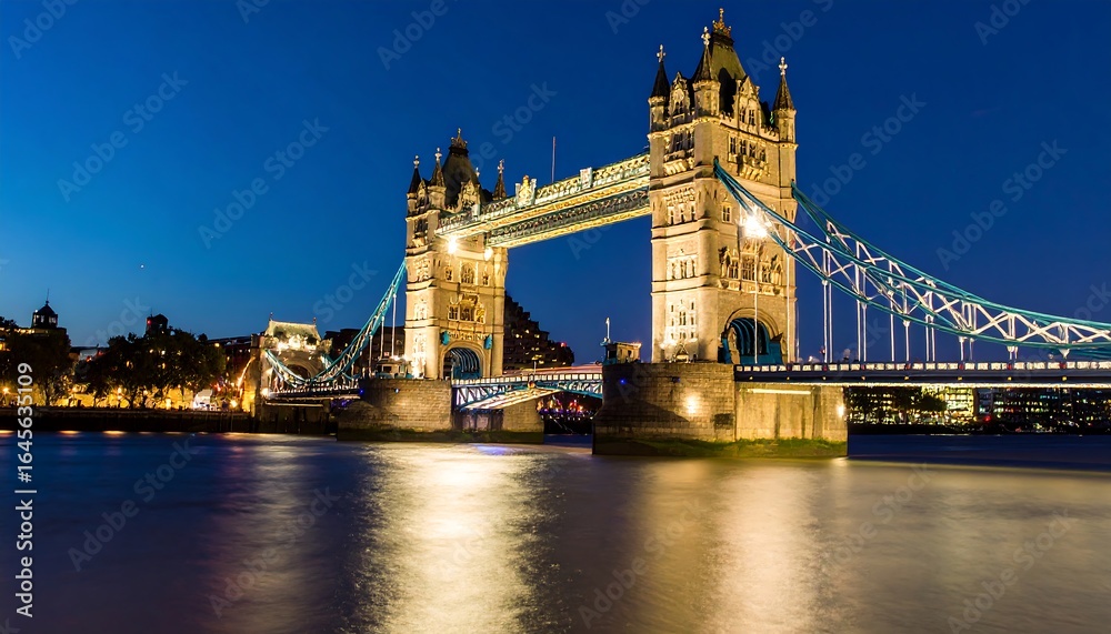 Obraz premium Tower Bridge at night over the Thames River.