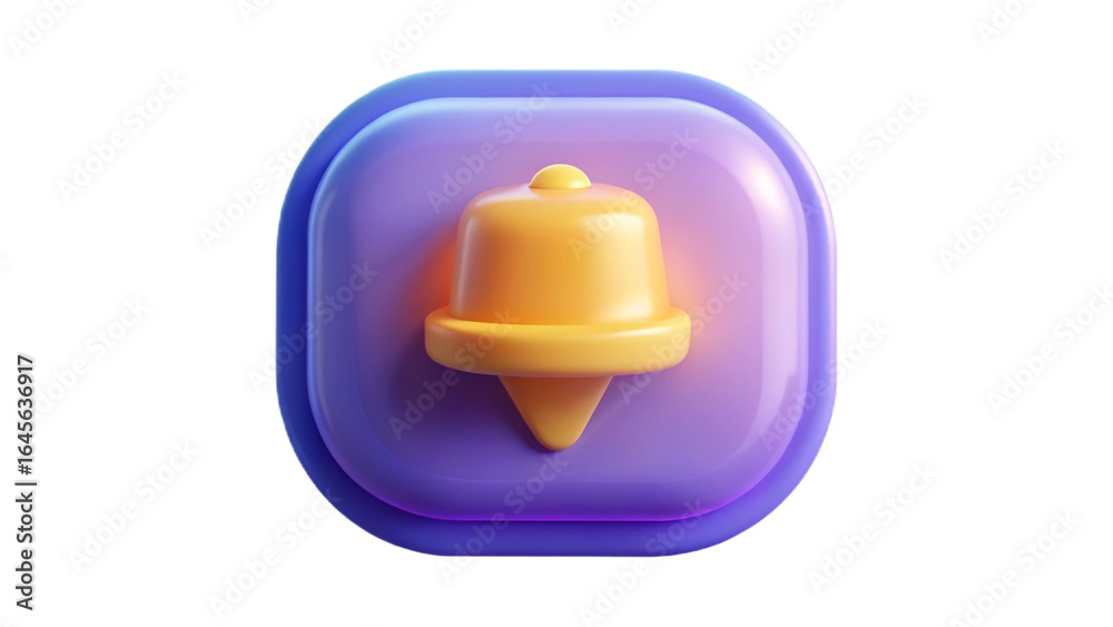 Fototapeta premium 3D Rendered Notification Bell Icon with Glossy, Gradient Background in a Modern and Minimalist Style. 