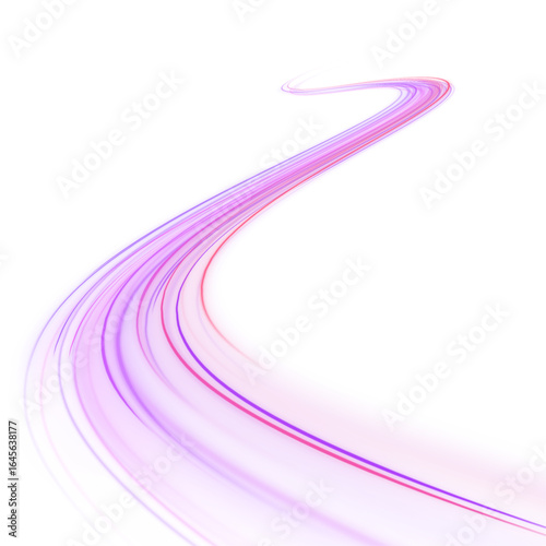 High speed IT technology concept, abstract stripes as data transfer on white background in png format. A colorful motion background of city light trails.	