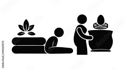 Ayurvedic treatment and therapy illustration, traditional medicine and wellness concept for holistic health care