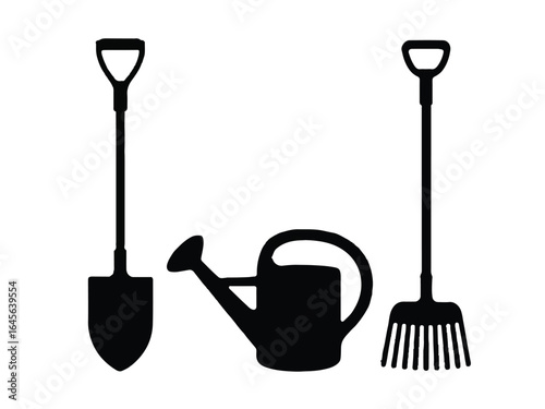 Gardening Tools Silhouette Set shovel spade