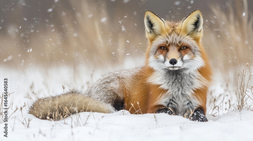 Obraz premium Red fox in winter snow