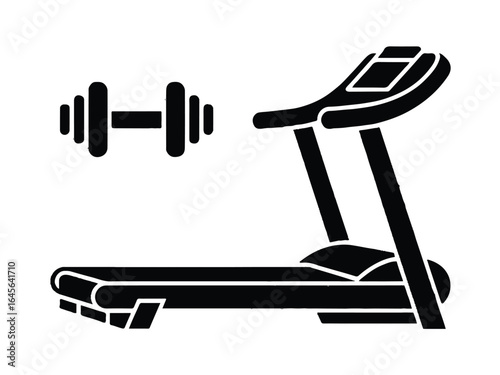 Treadmill and Dumbbell Silhouette running machine exercise equipment
