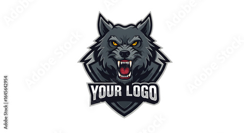 Aggressive wolf head mascot vector illustration, an ideal company logo design for a sports or gaming team.