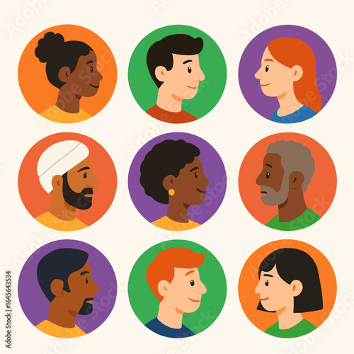 Diverse community portraits celebrate global unity and cultural harmony in vibrant circle