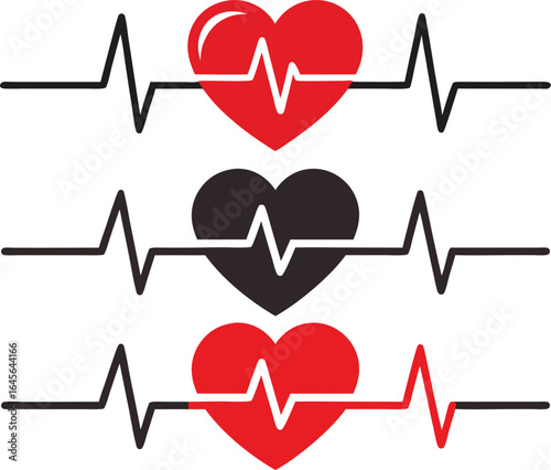 Two hearts with heartbeat line symbolizing health and life