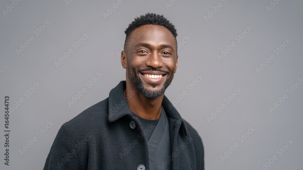 Obraz premium Smiling Black Man Portrait - Happy, Confident, Professional
