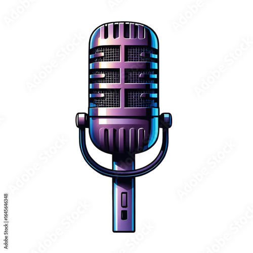 Colorful Retro Microphone with a Splash of Abstract Paint: A vibrant and expressive illustration for creative audio and music projects
