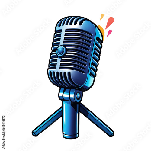 Stylish Retro-Style Microphone with a Detailed, Abstract Design: A classic illustration for music, podcasting, and audio-related projects