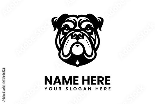 Bold Bulldog Head Logo Design in Black and White.