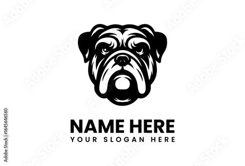 Bold Bulldog Head Logo Design in Black and White 2.