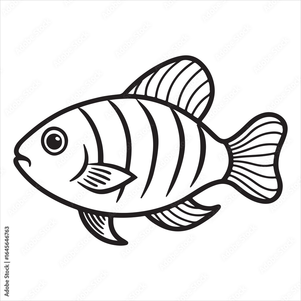 Fototapeta premium A Graceful Gourami, a Peaceful and Slender Fish, Gliding Through Lush Aquatic Plants in an Underwater Ecosystem