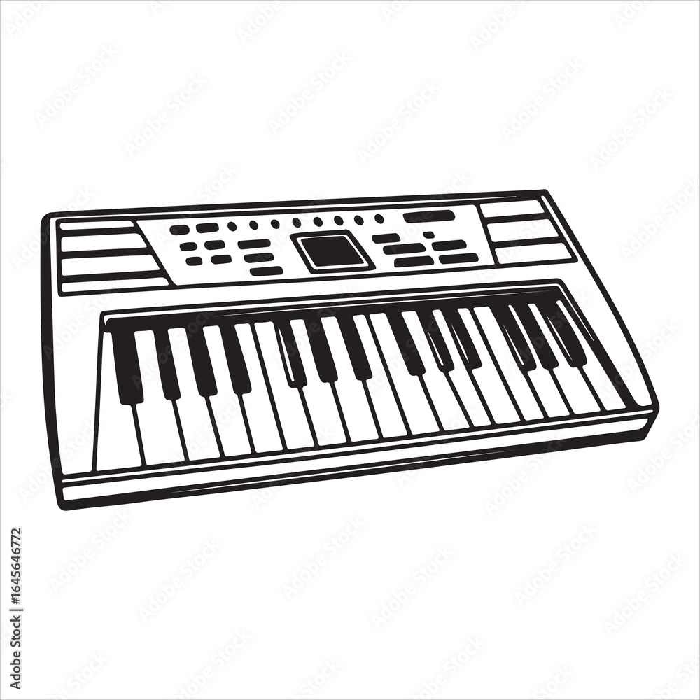 Fototapeta premium A Musician's Hands Playing a Digital Keyboard, a Fun and Accessible Instrument for Learning, Practice, and Live Performance