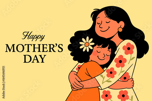 A Mother s Day moment a child embraces her mother with love and gratitude Illustrated in soft