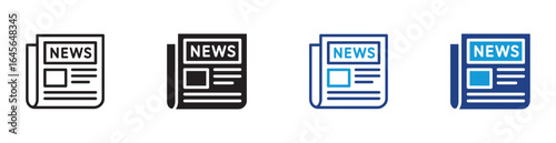 Newspaper icon set for news media press and daily publication information and journalism , vector illustration .