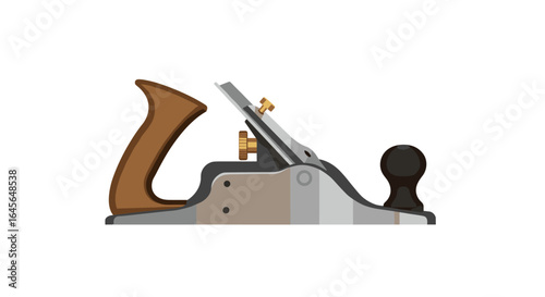 Detailed hand plane tool on white background for carpentry enthusiasts