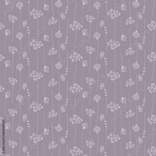Seamless pattern with twigs, grass and ears. Hand-drawn background can be used for templates, fabric, wallpaper. 