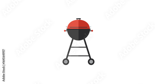 Flat design charcoal grill on wheels for outdoor barbecue cooking