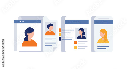 Flat style digital profiles and documents for online identity management