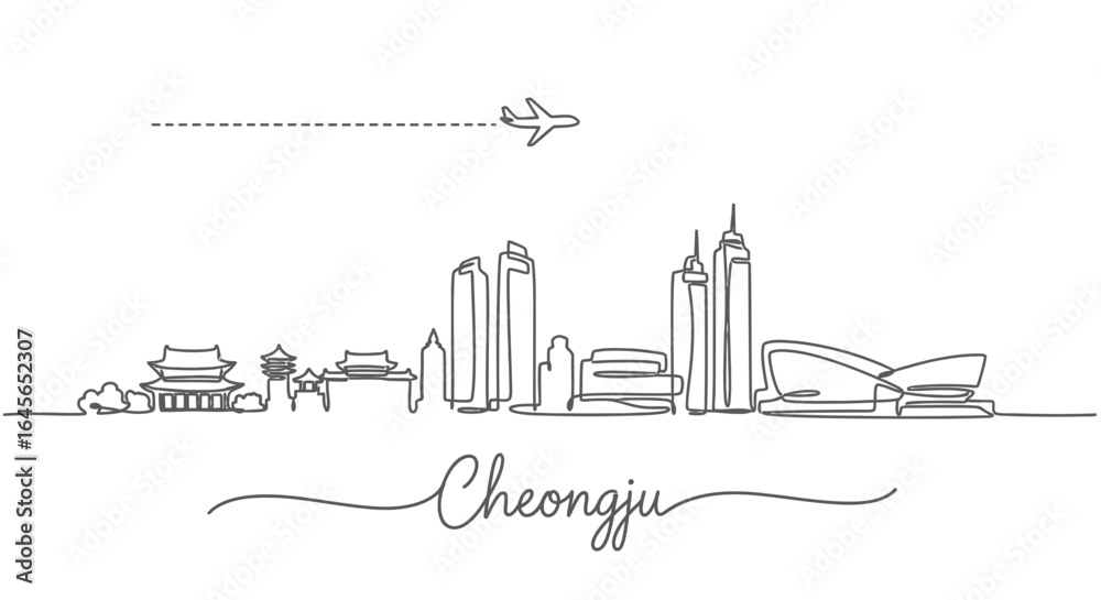 Obraz premium Cheongju Skyline Minimal vector art.