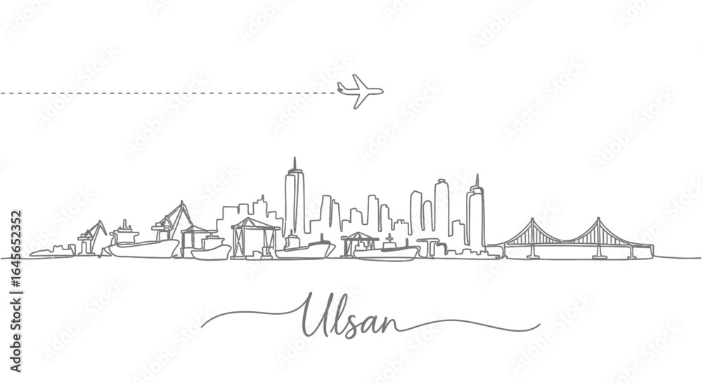 Obraz premium Ulsan Skyline South Korean City Outline.