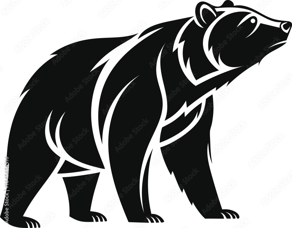 Obraz premium Black bear silhouette vector graphic icon
