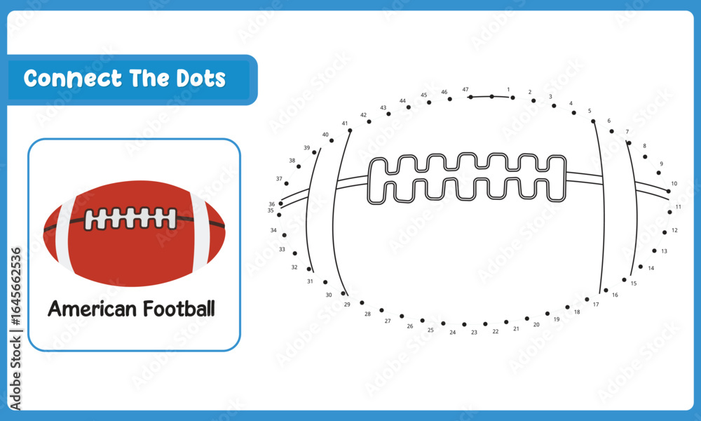Obraz premium Connect The Dots American Football Ball Hand Practice. Vector Illustration