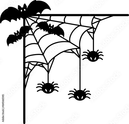 Halloween Silhouette corner border frame element