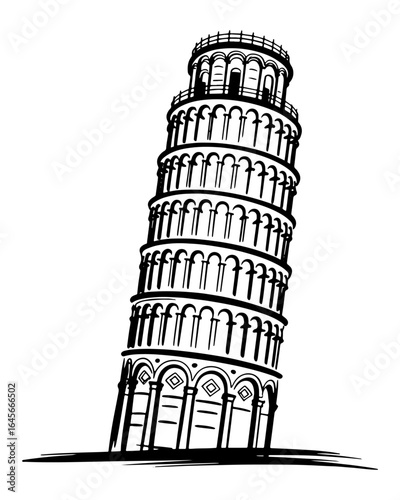 Leaning Tower of Pisa Italy silhouette vector landmark architecture