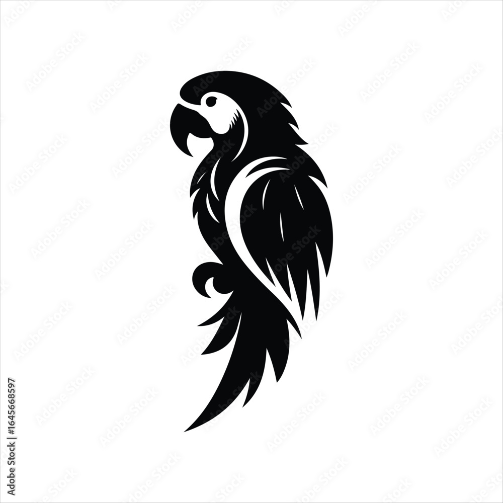 Fototapeta premium parrot vector silhouette outline logo design illustration