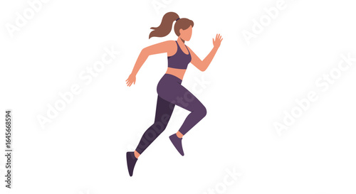 Dynamic female athlete running with confident stride, fitness and healthy lifestyle concept