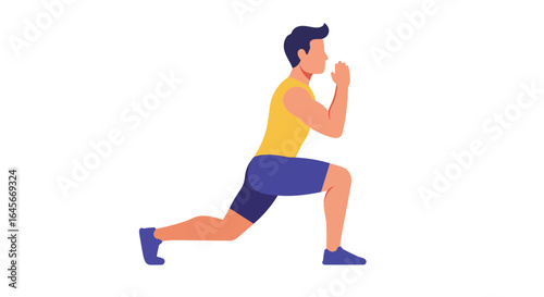 Man doing lunges for fitness and sport, a great design for athletic branding and health promotions