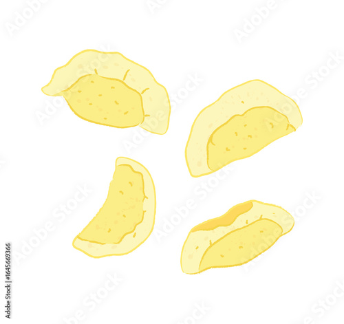 Raw golden yellow egg dumplings of hotpot ingredients