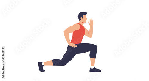 Dynamic athlete lunging forward, embodying fitness and determination for health, wellness and active lifestyle
