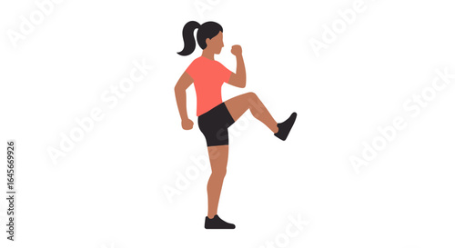 Get Fit Now: Woman Doing High Knees Exercise for Cardio Fitness and Healthy Lifestyle Goals