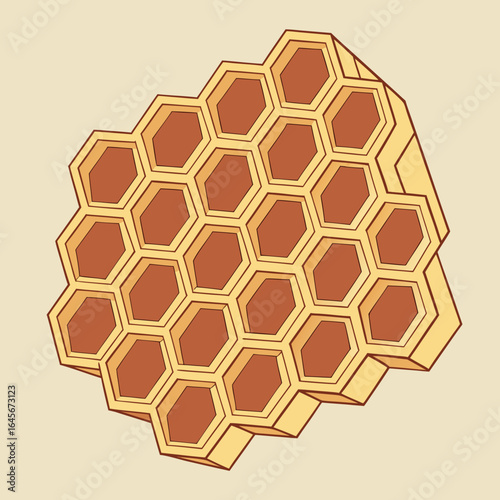 Honeycomb structure with hexagonal cells on a light background, illustration