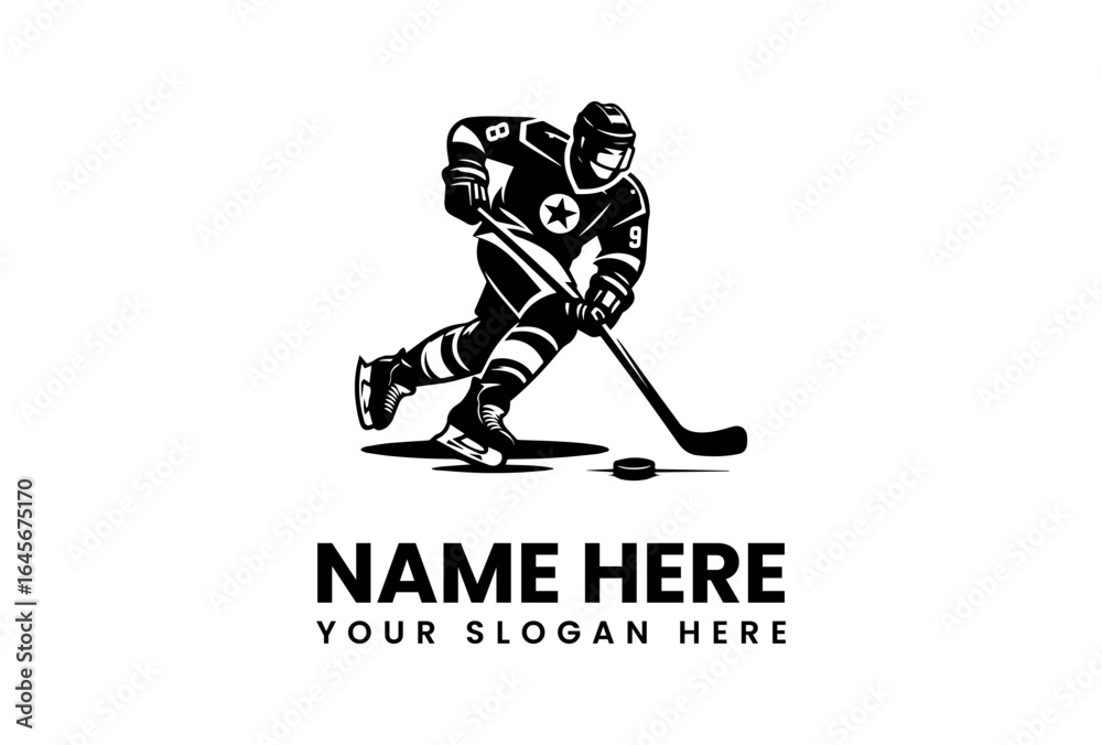 Obraz premium Dynamic Hockey Player in Action Silhouette.