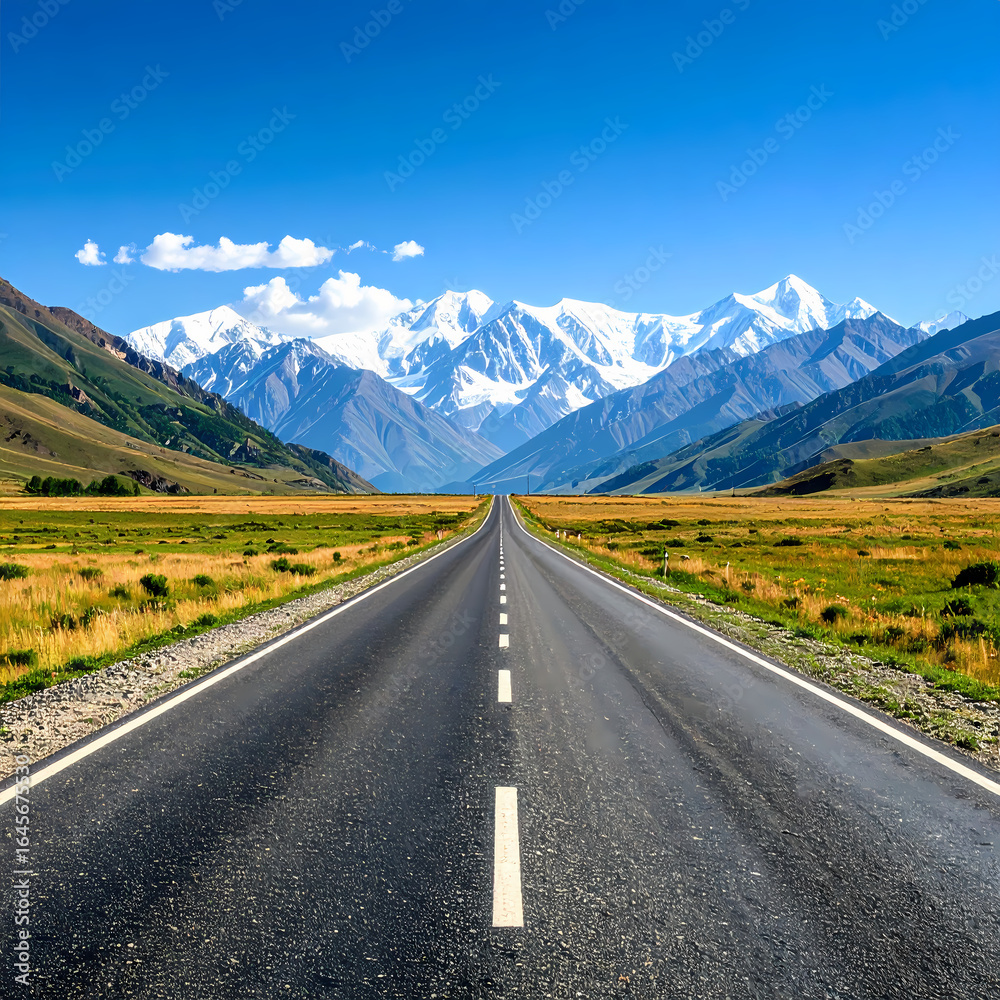 Naklejka premium Mountain road scenic landscape